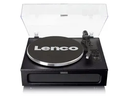 Lenco LS 430BK Plattenspieler mit 4 eingebauten Lautsprechern 40 Watt RMS Bluetooth Kunstleder Schwarz