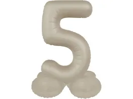 Folat Stehender Folienballon Zahl 5 Creamy Latte Ultra Matt 72 cm