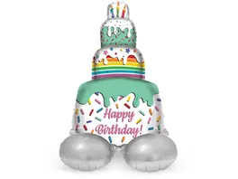 Folat Stehender Folienballon Happy Birthday Cake Time 72 cm