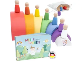 Schmetterline Willis Regenbogenwelt Premium Regenbogen aus Buchenholz mit Holzfiguren und Kinderbuch