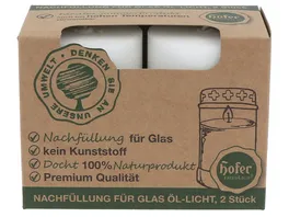 Hofer Nachfuellung fuer Glas Oel Licht 2er Pack