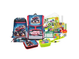 JOLLY Schultaschen Set Ergonomic Flexi Monster Race 46teilig