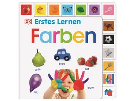 Erstes Lernen Farben Pappbilderbuch mit Griff Register und ueber 250 Fotos ab 1 Jahr