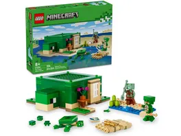LEGO Minecraft 21254 Das Schildkroetenstrandhaus Spielzeug Haus mit Tieren