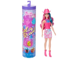 Barbie Color Reveal Disco Star Reihe Modepuppe und Accessoires mit 6 Ueberraschungen sortiert 1 Stueck