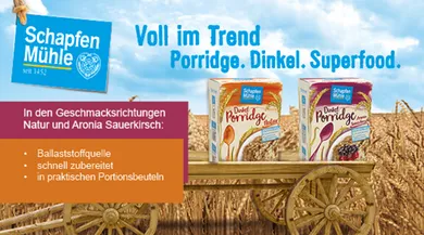 Dinkel Porridge von Schapfenmühle