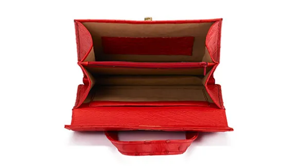 Straußenleder Handtasche Damen rot