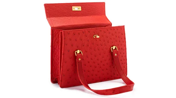 Straußenleder Handtasche Damen rot