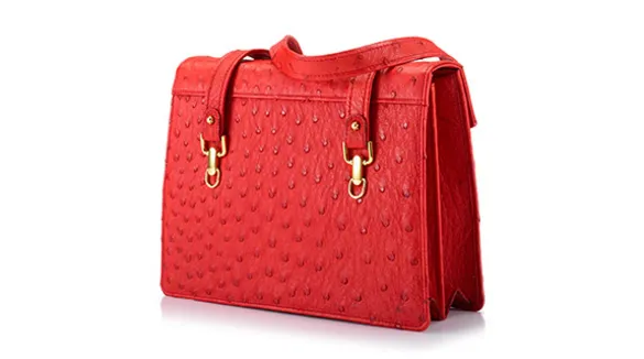 Straußenleder Handtasche Damen rot