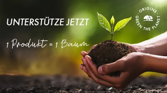 Origins spendet pro verkauftem Origins Produkt im Monat April einen Baum an die Schutzgemeinschaft deutscher Wald
