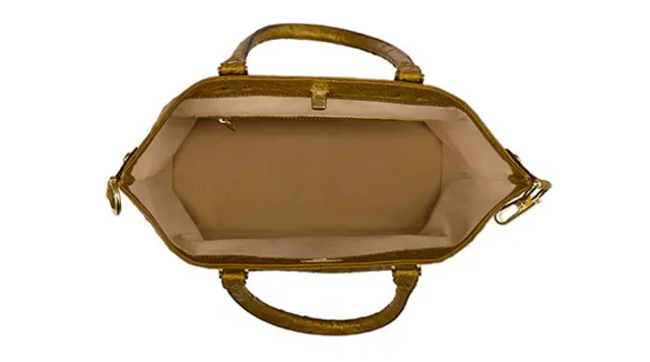 Straußenleder Handtasche gold