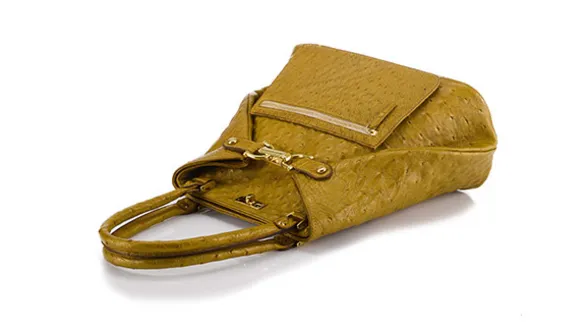 Straußenleder Handtasche gold