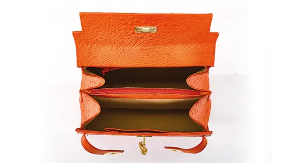 Straußenleder Handtasche Damen orange