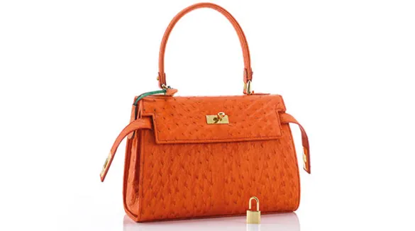 Straußenleder Handtasche Damen orange