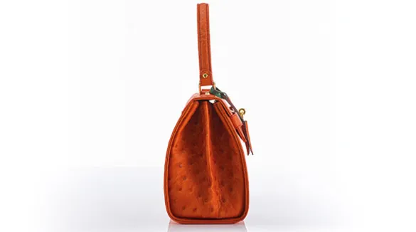 Straußenleder Handtasche Damen orange