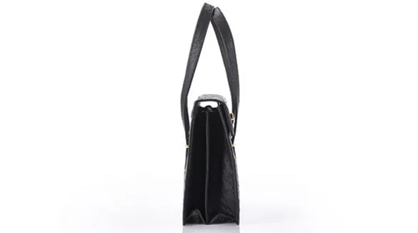 Straußenleder Handtasche Damen schwarz