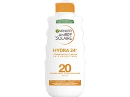 Garnier Ambre Solaire Milch LSF20 UV Schutz spendet Feuchtigkeit und schuetzt vor Sonnenbrand und Hautalterung