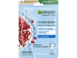 Garnier Hydra Bomb Tuchmaske Granatapfel Intensive Feuchtigkeitspflege mit Hyaluronsaeure fuer ein verfeinertes Hautbild