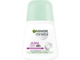 Garnier Mineral Deo Roll On Ultra Dry mit 48h intensivem Schutz ohne Rueckstaende fuer eine sehr langanhaltende Frische