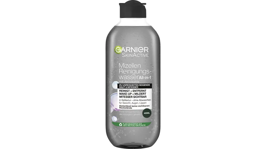 Garnier Skin Active Hautklar Mizellen Jelly Reinigungswasser mit Aktivkohle und Salicylsäure