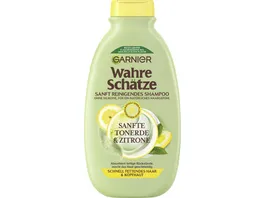 Garnier Wahre Schaetze Shampoo Tonerde Zitrone Fuer ein natuerliches und geschmeidiges Haargefuehl ohne Silikone