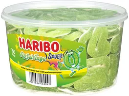 Haribo Fruchtgummi mit Schaumzucker Apfelringe Sauer Runddose