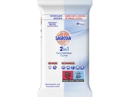 Sagrotan 2in1 Desinfektions Tuecher fuer Haende und Oberflaechen 40 Stueck
