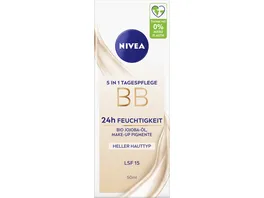 NIVEA 5in1 BB Tagespflege 24h Feuchtigkeit Heller Hauttyp LSF15 50ml