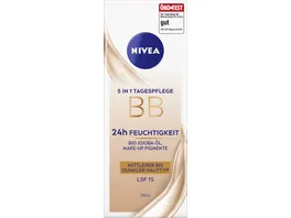 NIVEA 5in1 BB Tagespflege 24h Feuchtigkeit Mittlerer bis Dunkler Hauttyp LSF 15