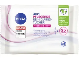 NIVEA 3in1 Pflegende Reinigungstuecher Trockene Haut 25 Tuecher