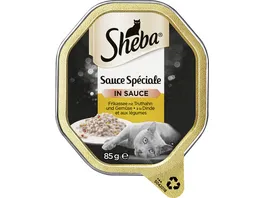 SHEBA Schale Sauce Speciale Frikassee mit Truthahn und Gemuese 85g