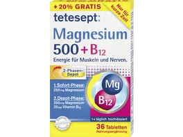 tetesept Magnesium 500 B12 Overfill 36 Stueck