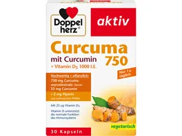Doppelherz Curcuma 750 mit Curcumin Vitamin D3 1000 I E 30 Kapseln