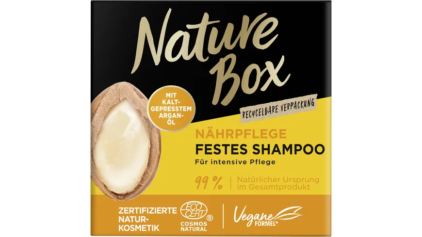 NATUREBOX Fest-Shampoo Nährpflege mit Argan-Öl 85 G
