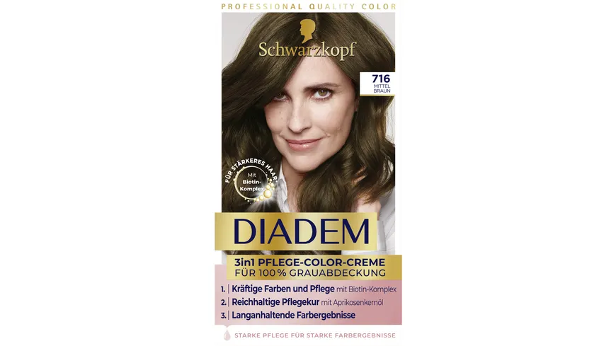 DIADEM 3in1 Pflege-Color-Creme 716 Mittel Braun