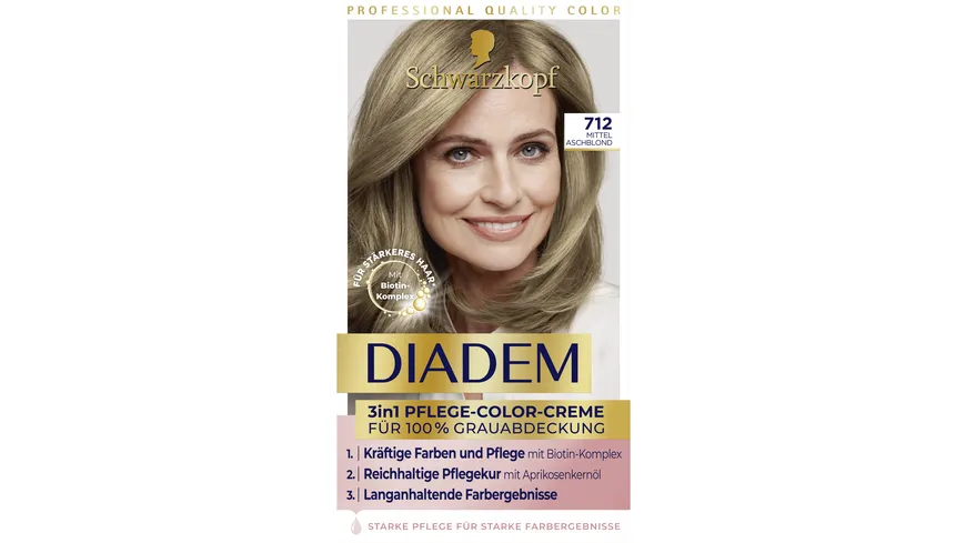 DIADEM 3 in 1 Pflege-Color-Creme 712 Mittel Aschblond