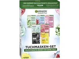 Garnier SkinActive Tuchmasken Set Feuchtigkeits Boost fuer deine Haut