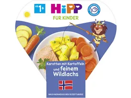 HiPP Bio fuer Kinder Teller Karotten mit Kartoffeln und feinem Wildlachs