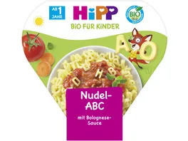 HiPP Bio fuer Kinder Schalenmenue Nudel ABC mit Bolognese Sauce
