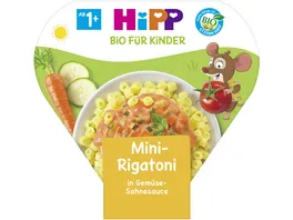 HiPP Bio fuer Kinder Kinder Pasta Schalenmenues 250g Bio Mini Rigatoni in Gemuese Sahnesauce