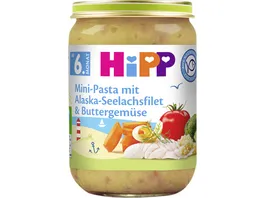 HiPP Bio Menues ab 6 Monat Mini Pasta mit Alaska Seelachsfilet und Buttergemuese
