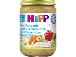 HiPP Bio Menues Mini Pasta mit Alaska Seelachsfilet und Buttergemuese