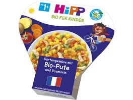 HiPP Bio fuer Kinder Kinder Teller aus aller Welt Schalenmenues 250g Gartenmuese mit Bio Pute und Rosmarin