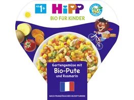 HiPP Bio fuer Kinder Kinder Teller aus aller Welt Schalenmenues 250g Gartenmuese mit Bio Pute und Rosmarin