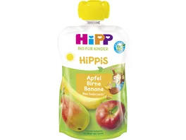 HiPP Bio fuer Kinder HiPPiS im Quteschbeutel Apfel Birne Banane ohne Zuckerzusatz