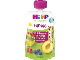 HiPP HiPPis im Quetschbeutel Waldbeeren in Apfel Pfirsich ohne Zuckerzusatz