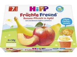 HiPP Bio Fruechte im Becher Fruechte Freund Banane Pfirsich in Apfel
