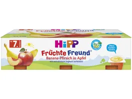 HiPP Bio Fruechte im Becher Fruechte Freund Banane Pfirsich in Apfel