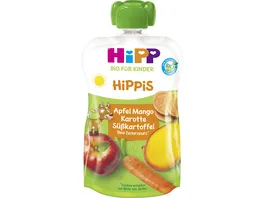 HiPP Bio fuer Kinder HiPPis Quetschbeutel 100g Apfel Mango Karottte Suesskartoffel