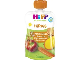 HiPP Bio fuer Kinder HiPPis Quetschbeutel 100g Apfel Mango Karottte Suesskartoffel